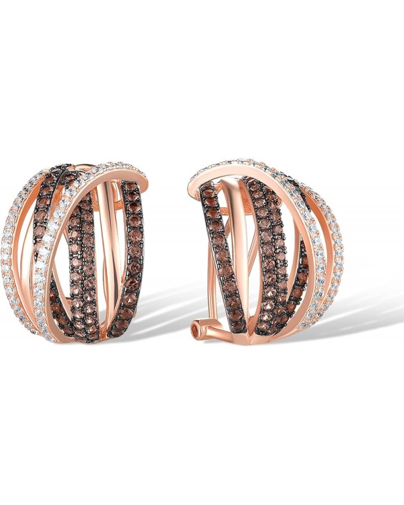 925 Sterling Silver Twisted Omega Back Earrings for Women Rose gold-Parallel $24.98 Earrings