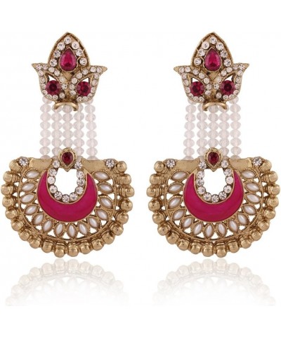 Indian Bollywood Gold Plated Traditional Faux Kundan & Pearl Ethnic Designer Party Wear Earrings for Women (E2520-17) Pink $1...