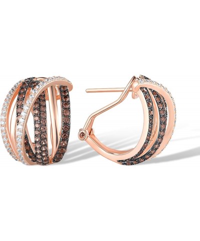 925 Sterling Silver Twisted Omega Back Earrings for Women Rose gold-Parallel $24.98 Earrings