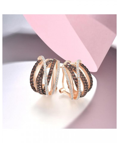 925 Sterling Silver Twisted Omega Back Earrings for Women Rose gold-Parallel $24.98 Earrings