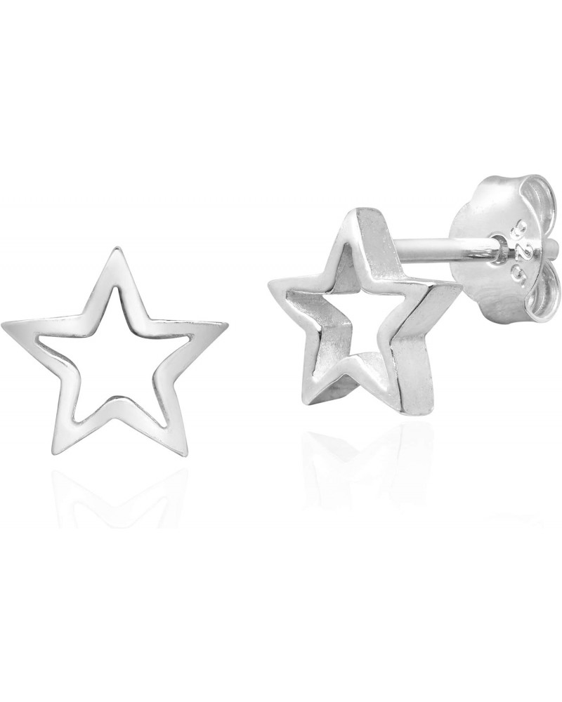 Shiny Star Silhouette Sterling Silver Post Stud Earrings | Tiny Sterling Silver Stud Earring for women | Star Stud Earrings |...