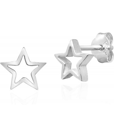 Shiny Star Silhouette Sterling Silver Post Stud Earrings | Tiny Sterling Silver Stud Earring for women | Star Stud Earrings |...