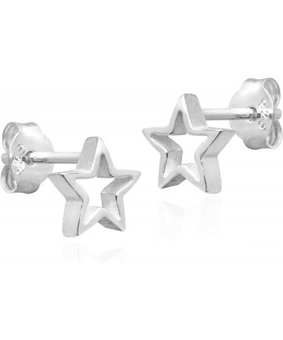 Shiny Star Silhouette Sterling Silver Post Stud Earrings | Tiny Sterling Silver Stud Earring for women | Star Stud Earrings |...