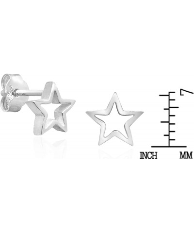 Shiny Star Silhouette Sterling Silver Post Stud Earrings | Tiny Sterling Silver Stud Earring for women | Star Stud Earrings |...