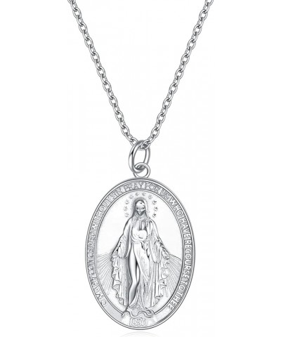 925 Sterling Silver Virgin Mary Miraculous Medal Our Lady Of Guadalupe Pendant Necklace Religious Jewelry Gifts For Her Mirac...