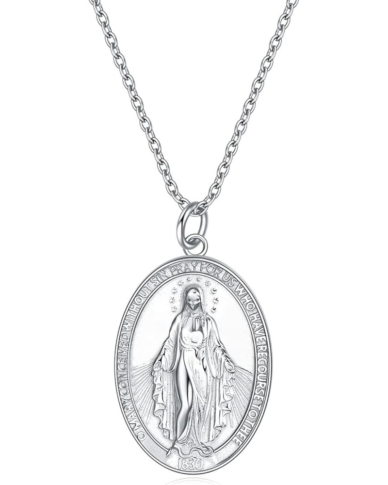 925 Sterling Silver Virgin Mary Miraculous Medal Our Lady Of Guadalupe Pendant Necklace Religious Jewelry Gifts For Her Mirac...