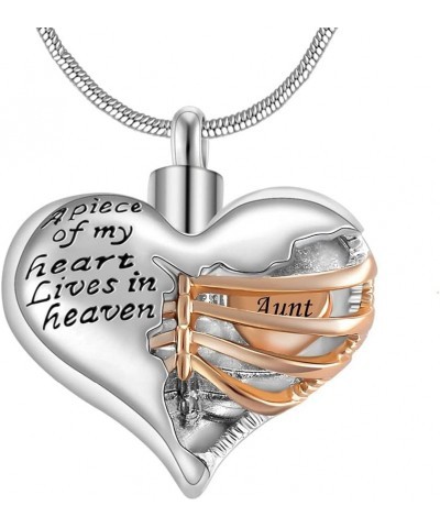 Stainless Steel A Piece of My Heart lives in heaven Two Tone Locket Heart Pendant Cremation Keepsake Ash Holder Memorial Urn ...