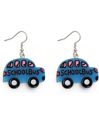 Cute Yellow School Bus Drop Dangle Earrings Resin Funny Cartoon Car Creative for Teachers Students Jewelry Blue $5.29 Earrings