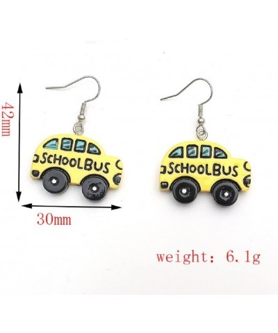 Cute Yellow School Bus Drop Dangle Earrings Resin Funny Cartoon Car Creative for Teachers Students Jewelry Blue $5.29 Earrings