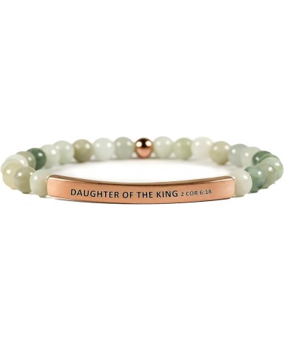 Faith Collection Unisex Stretchable Bracelets (DAUGHTER OF THE KING 2COR 6:18) Jade Medium (7.1-8 inches) $16.47 Bracelets