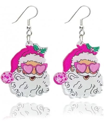 Hot Pink Earrings Christmas Santa Tree Football Lightning Earrings Retro Acrylic Drop Dangle Earrings For Women 80's Party On...