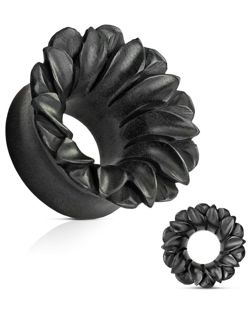 Lotus Organic Hand Carved Black Areng Wood Tunnel Plug 3/4" (19mm) $14.10 Body Jewelry