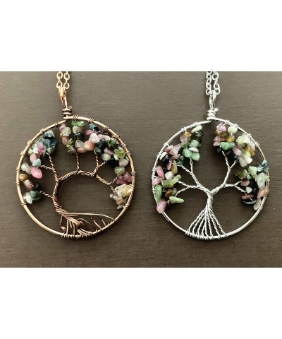 Two Handmade Tree of Life Multi Colors Crystal Gemstone Wire Braided Pendant Necklace Multi-St $8.00 Necklaces