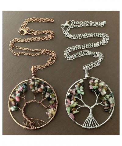 Two Handmade Tree of Life Multi Colors Crystal Gemstone Wire Braided Pendant Necklace Multi-St $8.00 Necklaces