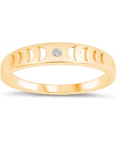 CLOSEOUT WAREHOUSE Clear Cubic Zirconia Moon Phases Ring Sterling Silver Yellow Gold-Tone $11.54 Rings