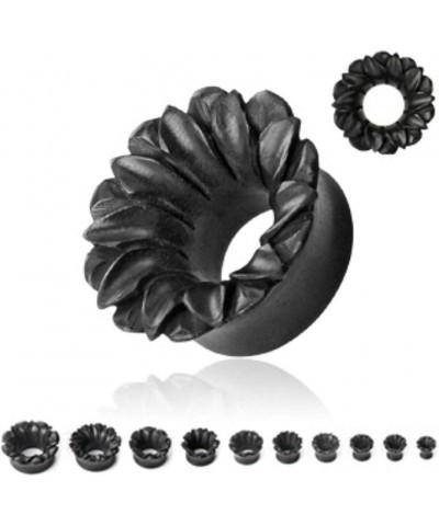 Lotus Organic Hand Carved Black Areng Wood Tunnel Plug 3/4" (19mm) $14.10 Body Jewelry