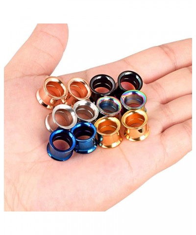 Colorful Stainless Steel Screwed Double Flared Ear Tunnels Expander Plugs Stretcher 12pcs Set Gauges 3mm-25mm Gauge-18mm(11/1...