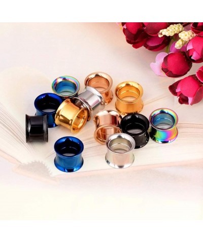 Colorful Stainless Steel Screwed Double Flared Ear Tunnels Expander Plugs Stretcher 12pcs Set Gauges 3mm-25mm Gauge-18mm(11/1...