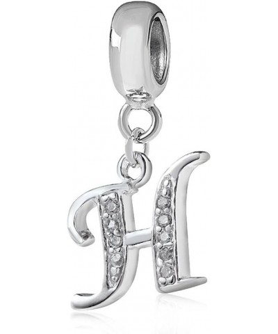 Alphabet Charm Letter Beads Solid 925 Sterling Silver with Cubic Stones, Complete A~Z Gift Options fit Pandora European Brace...