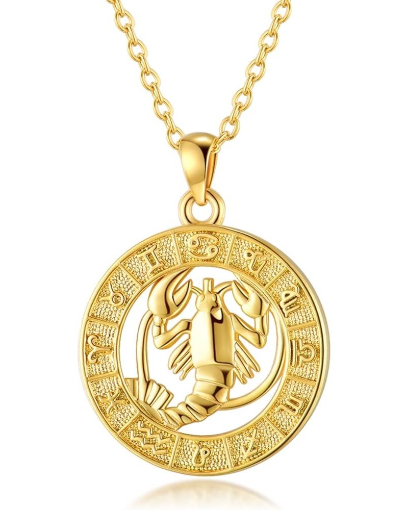 Zodiac Sign Necklaces for Women Gold Coin Constellation Pendant Necklaces Horoscope Jewelry Birthday Gift Cancer -pattern $8....