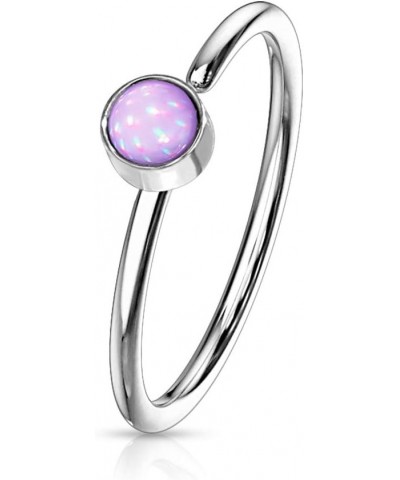 Amelia Fashion 20 Gauge Single Illuminating Stone Set Bendable Nose Hoop Ring 316L Surgical Steel (Choose Color) Purple $8.99...