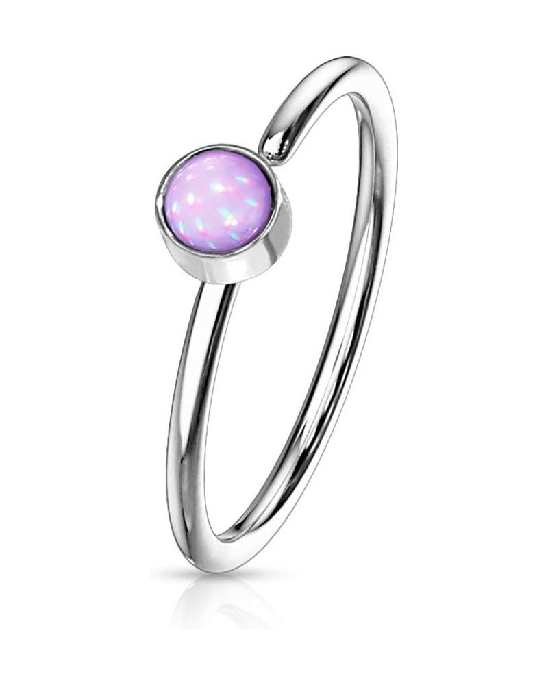 Amelia Fashion 20 Gauge Single Illuminating Stone Set Bendable Nose Hoop Ring 316L Surgical Steel (Choose Color) Purple $8.99...