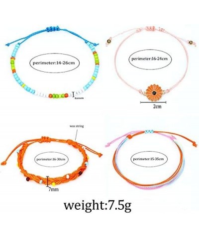 Colorful Daisy Sunflower Bracelets Adjustable Braided Rope Bohemian Daisy Flower Bracelet for Women Girls Jewelry Gift 4Pcs P...