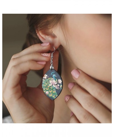 Fun Dangle Earrings for Women Drop Ear Rings, Leaf Style Peacock/Leaf Shape 2.9 Inches $7.64 Earrings