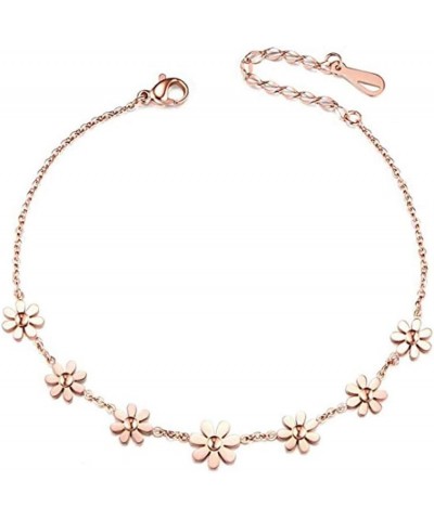 Women Daisy Flowers Anklet Stainless Steel Adjustable Chain Ankle Bracelets for Girls Beach Jewelry Daisy Flowers $6.30 Anklets