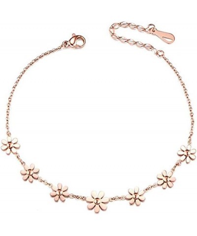 Women Daisy Flowers Anklet Stainless Steel Adjustable Chain Ankle Bracelets for Girls Beach Jewelry Daisy Flowers $6.30 Anklets