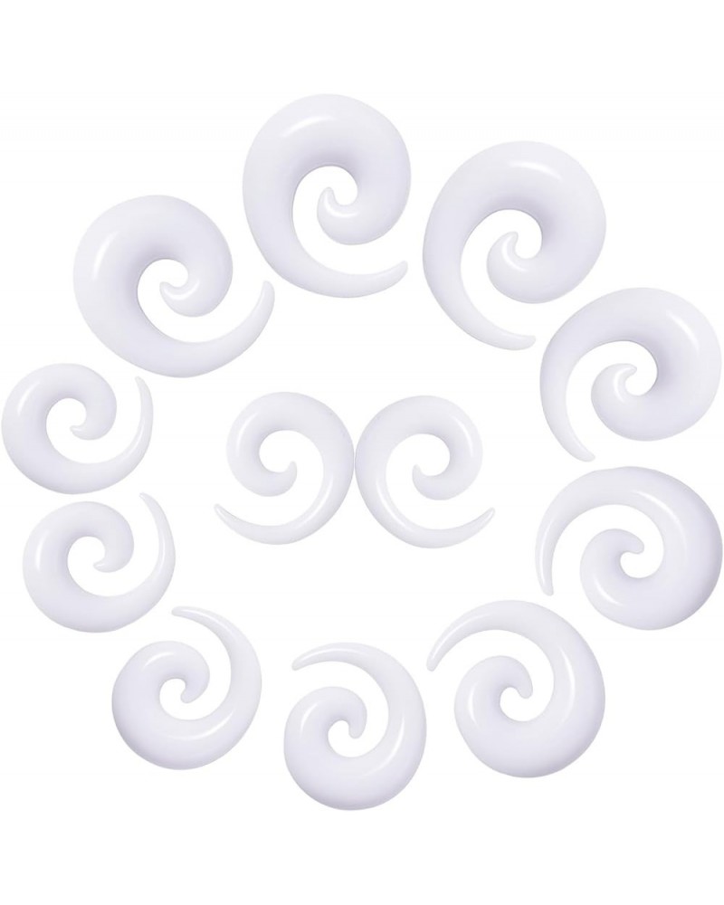 12pcs Big Gauges Spiral Ear Stretching Kit 00G-20mm Large Acrylic Spiral Set White $10.07 Body Jewelry