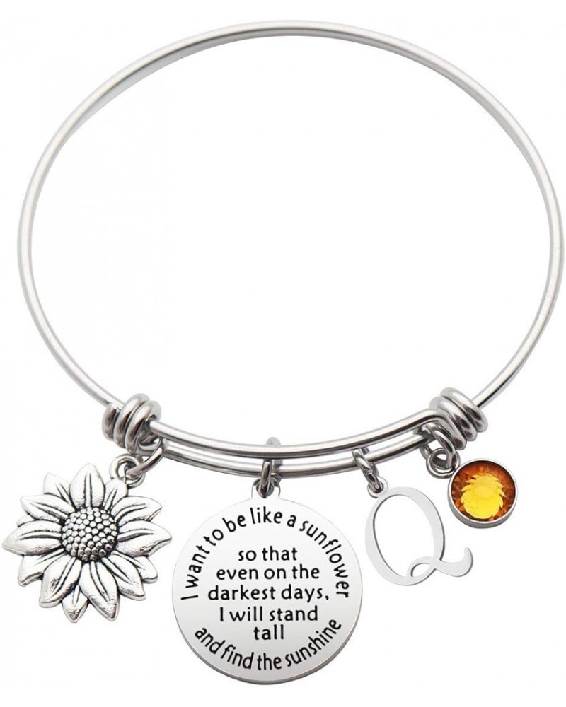 Sunflower Bracelet Gift Initial Charm Bracelet 26 Letters Adjustable Bracelet for Women Encouragement Jewelry for Her Sunflow...