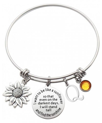 Sunflower Bracelet Gift Initial Charm Bracelet 26 Letters Adjustable Bracelet for Women Encouragement Jewelry for Her Sunflow...