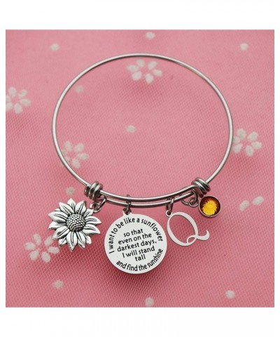 Sunflower Bracelet Gift Initial Charm Bracelet 26 Letters Adjustable Bracelet for Women Encouragement Jewelry for Her Sunflow...