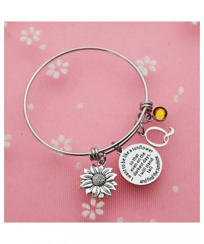 Sunflower Bracelet Gift Initial Charm Bracelet 26 Letters Adjustable Bracelet for Women Encouragement Jewelry for Her Sunflow...