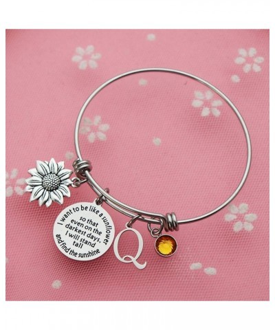 Sunflower Bracelet Gift Initial Charm Bracelet 26 Letters Adjustable Bracelet for Women Encouragement Jewelry for Her Sunflow...