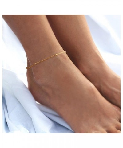 Gold Initial Ankle Bracelets for Women 14K Gold Plated Heart Initial Charm Gold Anklets for Women Cuban Figaro Bead Link Chai...