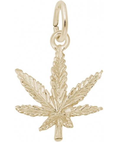 Marijuana Leaf Charm, Charms for Bracelets and Necklaces yellow gold plated silver $19.92 Bracelets