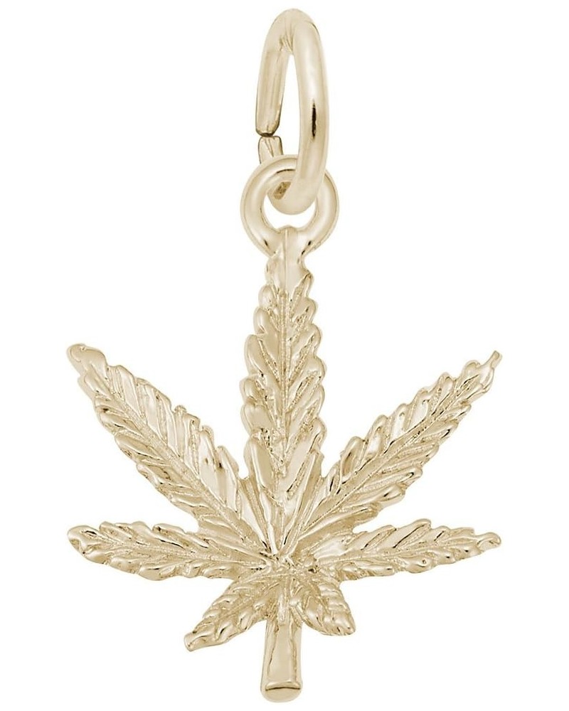 Marijuana Leaf Charm, Charms for Bracelets and Necklaces yellow gold plated silver $19.92 Bracelets