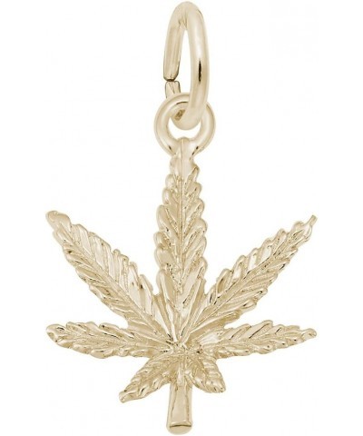 Marijuana Leaf Charm, Charms for Bracelets and Necklaces yellow gold plated silver $19.92 Bracelets