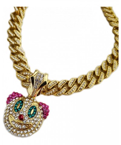 Gold Plated Clown Pendant & 13mm 16" 18" 20" 24" Iced Cuban Chain Bling Hip Hop Necklace $21.56 Necklaces