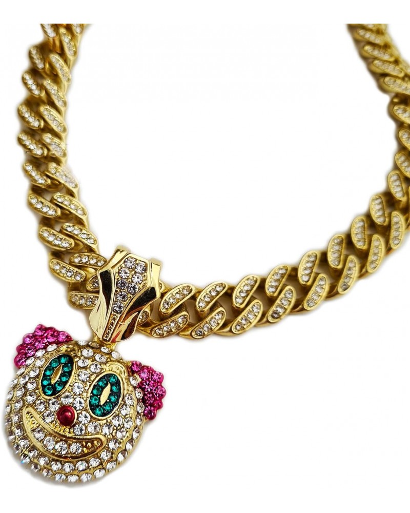 Gold Plated Clown Pendant & 13mm 16" 18" 20" 24" Iced Cuban Chain Bling Hip Hop Necklace $21.56 Necklaces