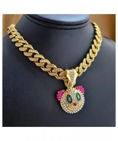 Gold Plated Clown Pendant & 13mm 16" 18" 20" 24" Iced Cuban Chain Bling Hip Hop Necklace $21.56 Necklaces