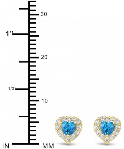 14k Yellow Gold Simulated Birthstone and CZ Halo Stud Heart Earrings with Secure Screw Back December $33.14 Earrings