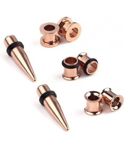 4Pairs Rose Gold Plated Surgical Steel Gauge Ear Screw Taper Tunnel Expander Stretching Kit Plugs Piercing 4 Styles Same Size...