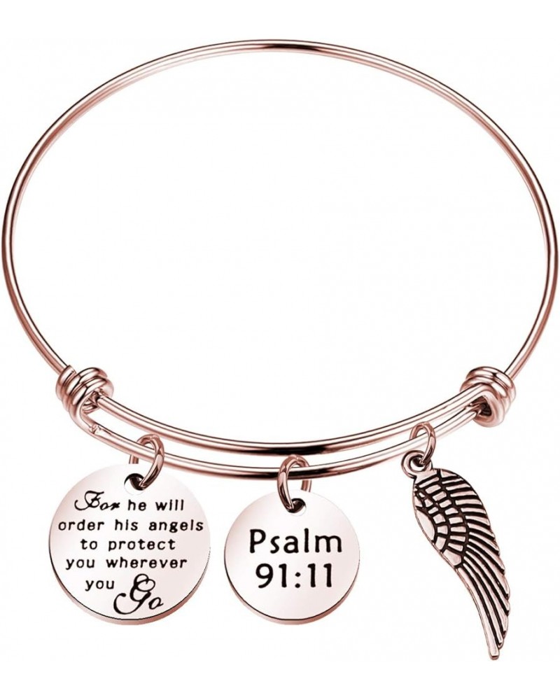 Bible Verse Keychain for He Will Order His Angels to Protect You Wherever You Go Religious Jewelry Christian Gift Bracelet-rg...