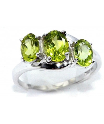 2.5ct Engagement Ring for Women Oval Cut Green Created Peridot Swirl Trilogy White Gold Plated $50.40 Rings