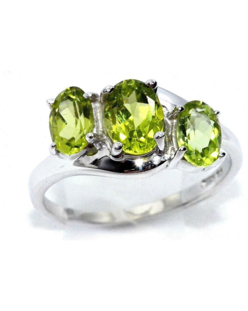 2.5ct Engagement Ring for Women Oval Cut Green Created Peridot Swirl Trilogy White Gold Plated $50.40 Rings