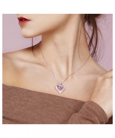 Heart Necklaces for Women Jewelry for Women 18K Rose Gold Over 925 Sterling Silver with Birthstone Zirconia Women's Jewelry B...