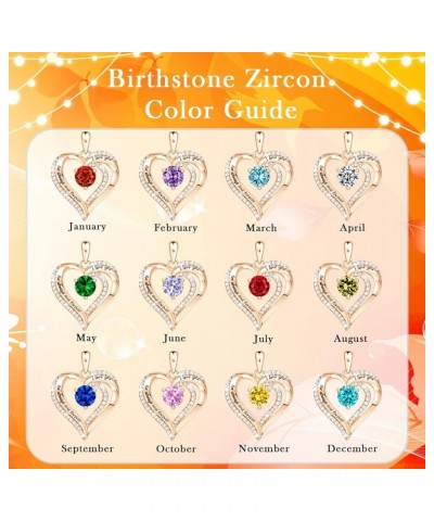 Heart Necklaces for Women Jewelry for Women 18K Rose Gold Over 925 Sterling Silver with Birthstone Zirconia Women's Jewelry B...